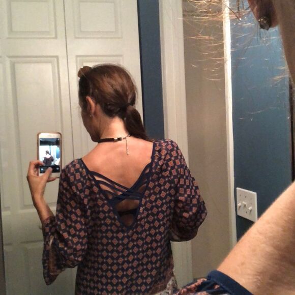 Blu Pepper chiffon boho chic bell sleeve top S - Picture 6 of 6